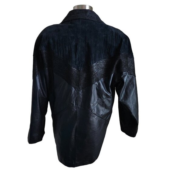 VTG 90s Global Identity G-III‎ Womens Genuine Leather Jacket M  Black Oversized - Picture 5 of 15